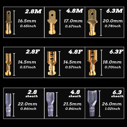 Set Conector Terminal Crimp Pilers Prensa Frío Cable Eléctrico (2.8/4.8/6.3mm, Enchufe Resorte Universal Aislado SN48B) (135/270 Piezas)