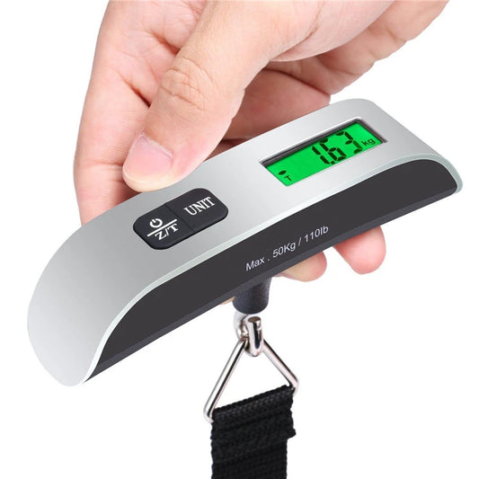 Balanza Portátil Digital LCD (110lb/50kg) Electrónica Colgante para Equipaje/Maleta Viaje (Herramienta Peso Bolsa)