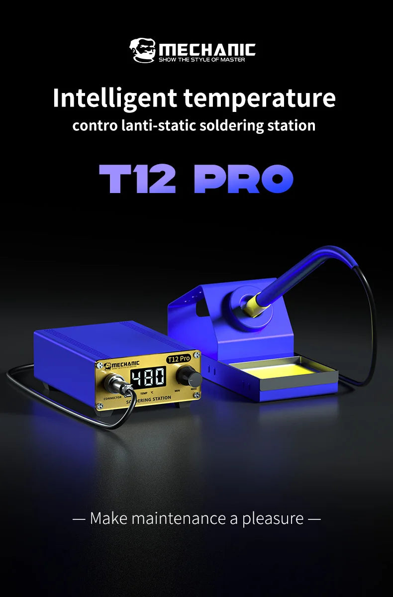MECHANIC T12 Pro Soldering Station - Intelligent LED Digital Display Anti-Static Thermostat Heating Repair Welding Tool
