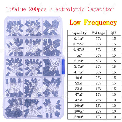 Kit Surtido Capacitores Electrolíticos DIP/SMD (1uF-1500uF, 16V-400V)