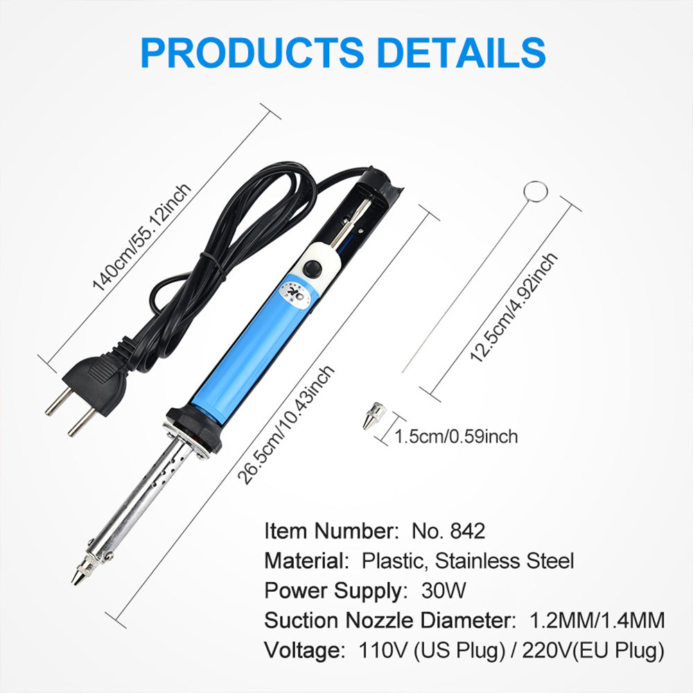 Pluma Succión Estaño Eléctrica AC 110V/220V (Cautín 30W) Máquina Desoldadora Succión Vacío PCB Herramienta Soldadura