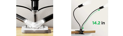 Elikliv Gooseneck Auxiliary Lights for Digital Microscope 118cm Flexible Microscope LED Lights with 3 Lighting Modes USB Cable