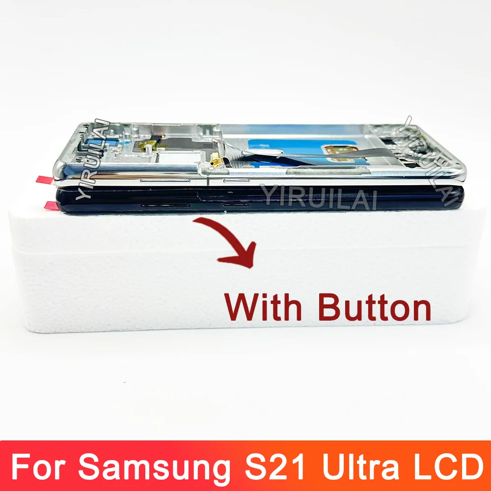 Pantalla Super OLED para Samsung S21 Ultra 5G pantalla LCD Digitalizador de pantalla táctil S21 Ultra con piezas de marco reemplazo LCD