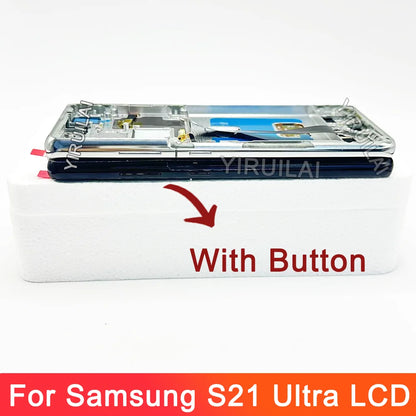 Pantalla Super OLED para Samsung S21 Ultra 5G pantalla LCD Digitalizador de pantalla táctil S21 Ultra con piezas de marco reemplazo LCD