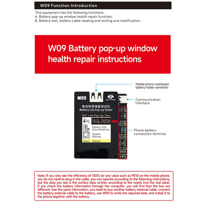 OSS W09 Pro V3 Battery Life Pop-up Tester for iPhone11-15PM Detection Modify Battery Efficiency 100% Cycle Health Data Tool