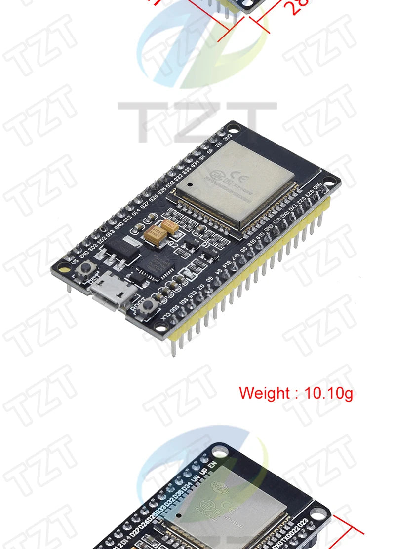 Placa Desarrollo DIYTZT ESP32 (ESP-32/ESP-32S/ESP32-CAM/ESP-WROOM-32) WiFi + Bluetooth Doble Núcleo Bajo Consumo