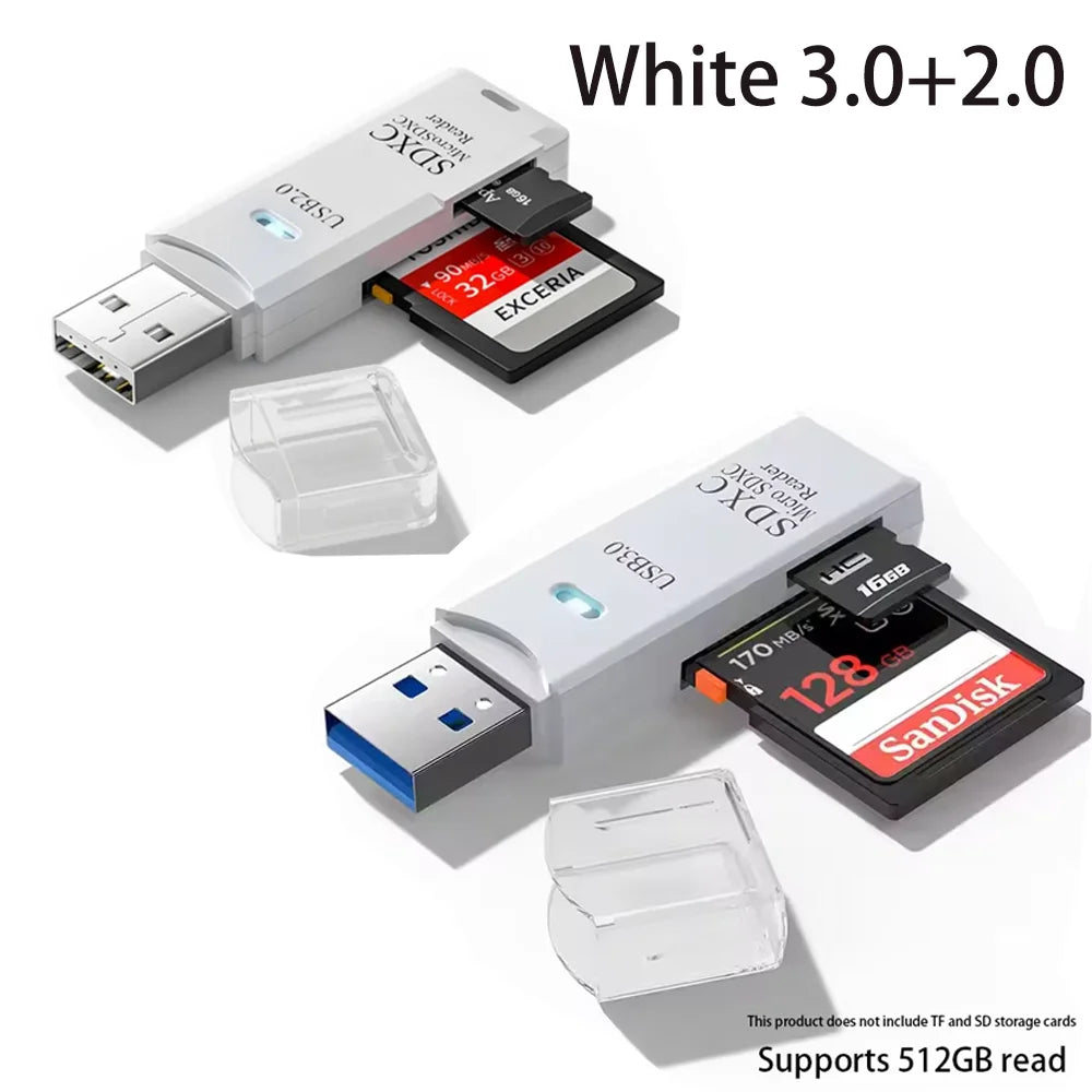 Lector Tarjetas Multifuncional 2 en 1 Alta Velocidad USB 3.0/2.0 (Soporta TF+SD) para Computadora/Tablet/Cámara/Laptop/Auto