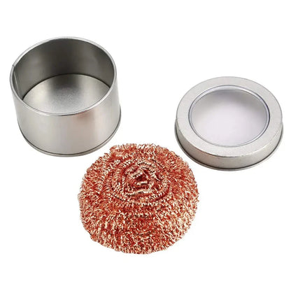 Bola Limpieza Malla Cobre para Punta Cautín Soldador (Filtro Limpiador Boquilla, Caja Escoria)