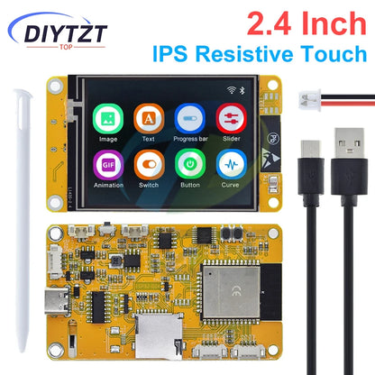 Placa Desarrollo DIYTZT ESP32 LVGL (WROOM) con Pantalla Táctil LCD TFT 2.4" (240x320) WiFi y Bluetooth