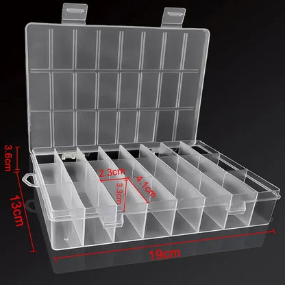 Caja Almacenamiento Plástico Compartimentos (24 Rejillas) Organizador Joyería/Pendientes/Cuentas/Tornillos Contenedor Hogar