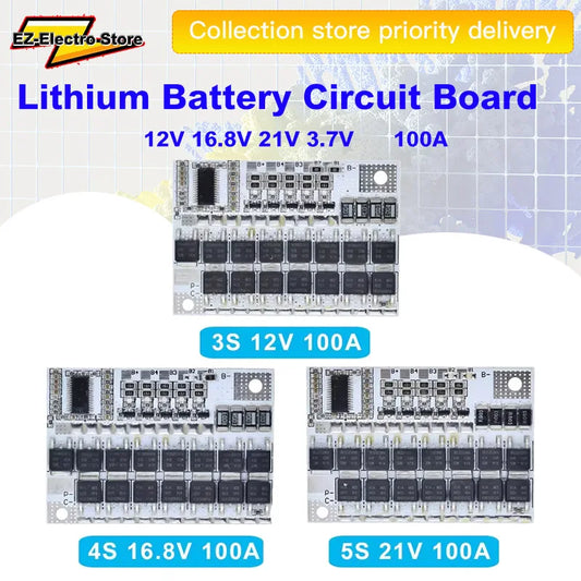 3s/4s/5s Bms 12v 16.8v 21v 3.7v 100a Li-ion Lmo Ternary Lithium Battery Protection Circuit Board Li-polymer Balance Charging