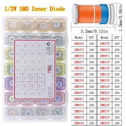 Kit Surtido Diodos (Rectificador/Zener/Schottky Rápido/Switching) DIP/SMD (1N4148, 1N4007, 1N5819, FR107, etc.)