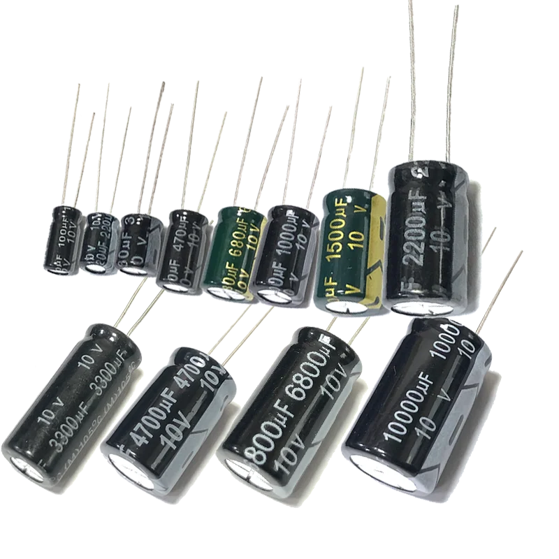Capacitor Electrolítico Aluminio (100uF-680uF, 10V, 5x11mm) - Unidad (Especificar Valor)