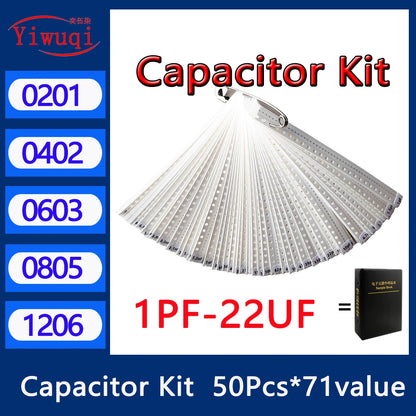 Kit Muestrario Capacitores SMD (1nF-22uF, 6 Valores x 50 Unidades, 0201-1206)