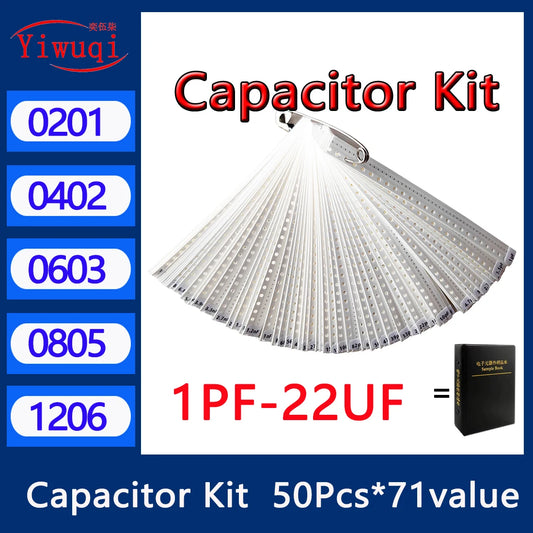 Kit Muestrario Capacitores SMD (1nF-22uF, 6 Valores x 50 Unidades, 0201-1206)