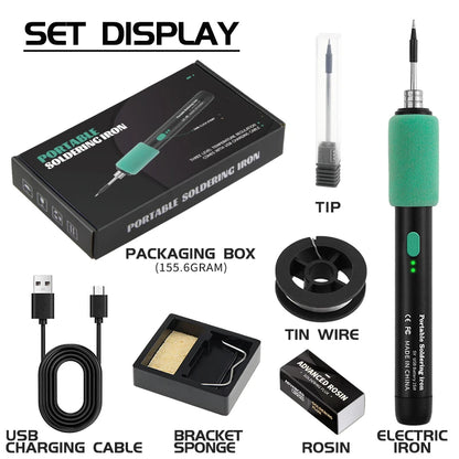 Mini Cautín Inalámbrico USB 15W Recargable (Interfaz Tipo C) Portátil Herramienta Soldadura Reparación