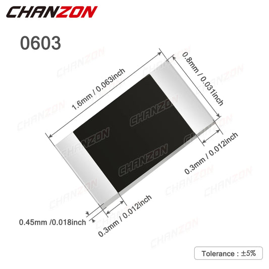 Kit Surtido Resistencias Chip SMD 0603 1% 1/10W - 60 Valores (0Ω a 10MΩ) (Total 1200 Piezas)