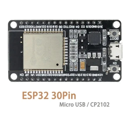 Placa Desarrollo ESP32 (30 Pines, ESP32-WROOM-32S/32D) Módulo Inalámbrico WiFi Bluetooth Doble Núcleo Bajo Consumo
