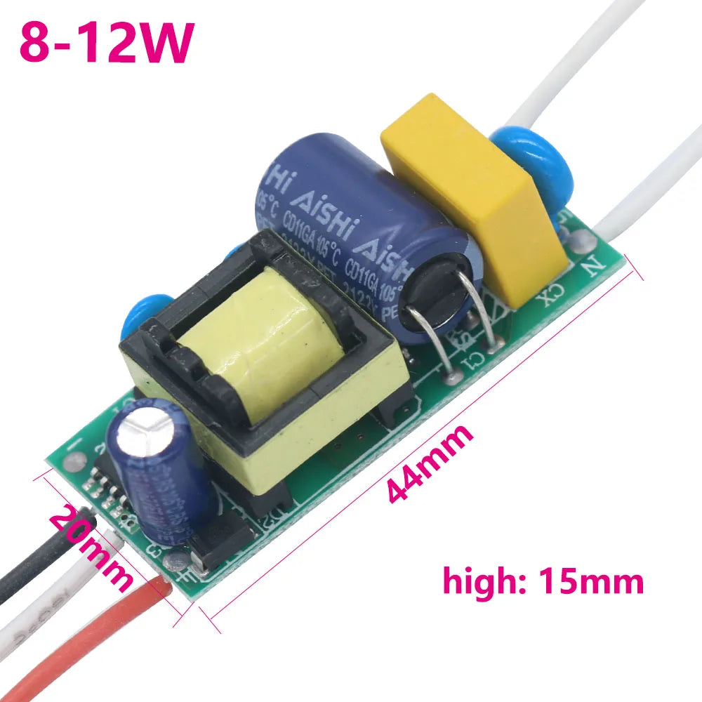 Driver LED Aislado Bicolor (3 Pines, 300mA) 3W / 4-7W / 8-12W / 12-18W Fuente Alimentación Iluminación (1 Unidad)