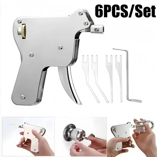 Kit Herramienta Apertura Puertas Acero Inoxidable (Ganzúa/Llave Bump/Pistola Pick) Reparación Cerrajería