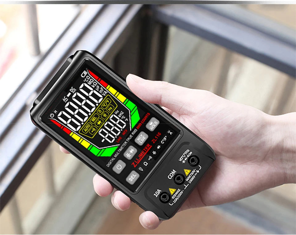 Multímetro Digital Inteligente USB (9999 Cuentas) - Pantalla Grande, AC/DC, Capacitancia, Ohm, Hz, Temp