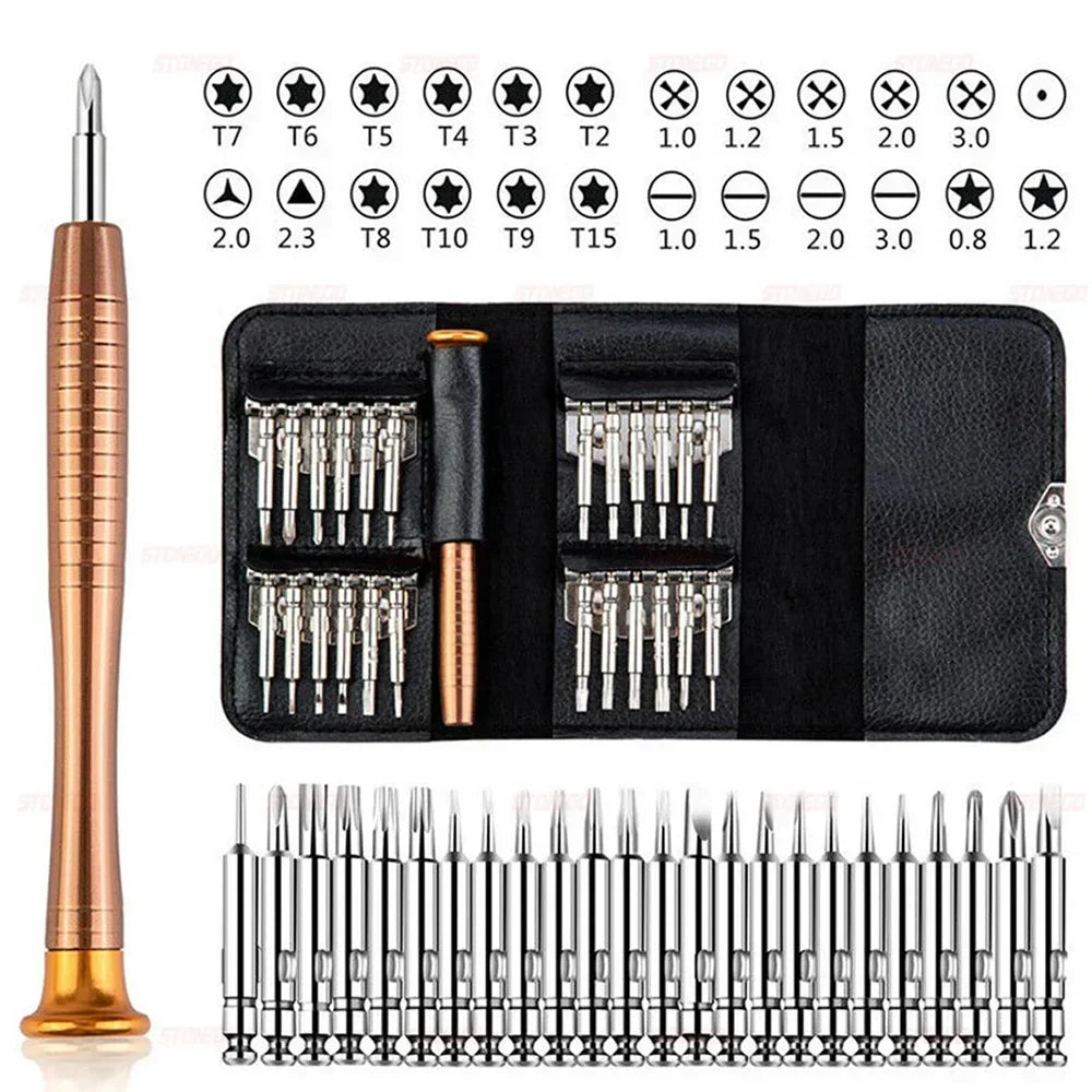 Set Destornilladores Precisión Profesional 152 en 1 / 25 en 1 (Kit Herramientas Laptop/Computadora, Puntas T5/T6 Torx)