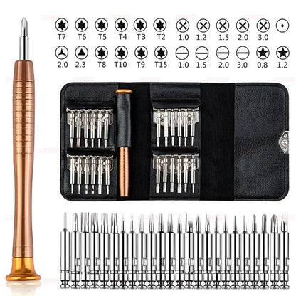 Set Destornilladores Precisión Profesional 152 en 1 / 25 en 1 (Kit Herramientas Laptop/Computadora, Puntas T5/T6 Torx)