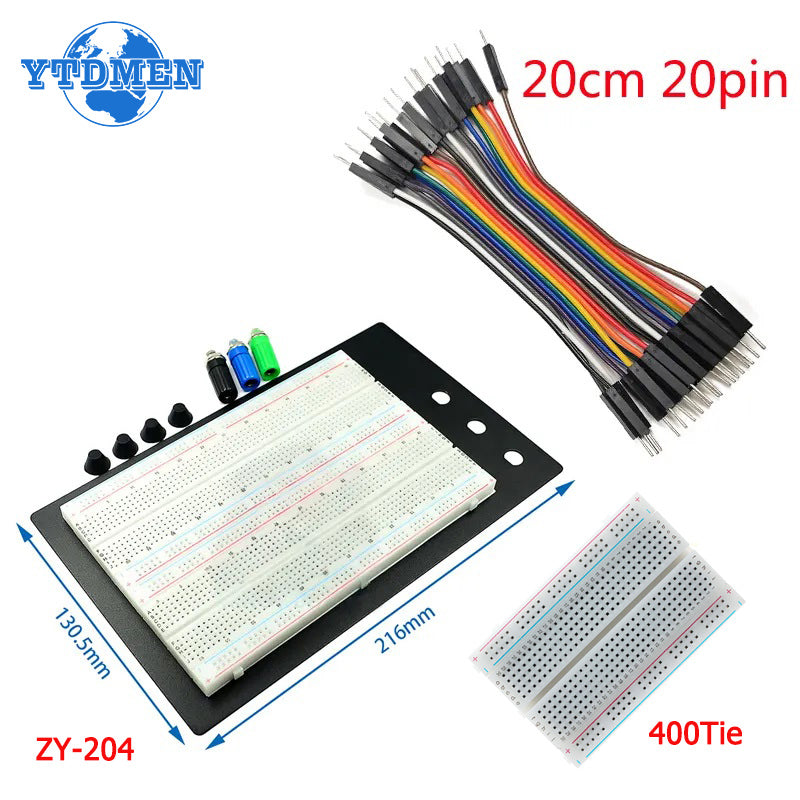 Breadboard Jumper Wire Dupont Line Kit MB102 ZY-204 400 Tie Points Solderless PCB Breadboard DIY Mini Test Protoboard Kits