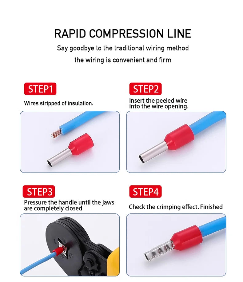 Conector Ferrule Cobre Oricalco Terminal Punta Cable Aislado Crimp (0.5-6mm², 22-10AWG, E0510-E6010) (1000 Unidades)