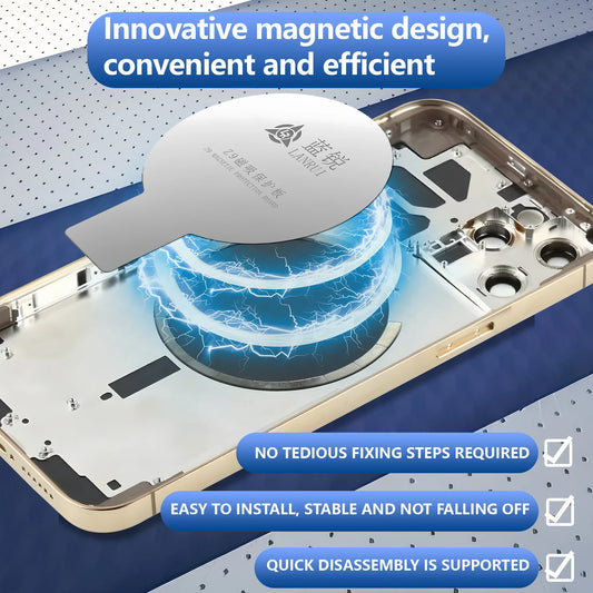 Placa Protectora Magnética Universal Vidrio Trasero Lanrui Z9 para Serie iPhone 11-16 (Protección Imán Carga Inalámbrica)