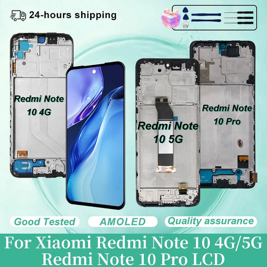 AMOLED LCD For Xiaomi Redmi Note 10 4g Screen Digitizer M2101K7AI For Redmi Note 10 5g Display Note 10 Pro LCD Touch M2101K6G