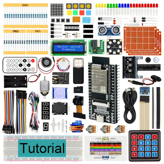 Kit Inicio Freenove Ultimate para ESP32-WROVER CAM Inalámbrico (Python/C/Java, 240 Items, 122 Proyectos, Tutorial 795 Págs)