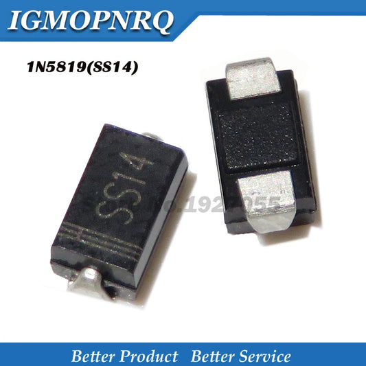 Diodo Schottky SMD SMA SS14 (1N5819 / IN5819) 1A 40V DO-214AC - Lote 100 Piezas