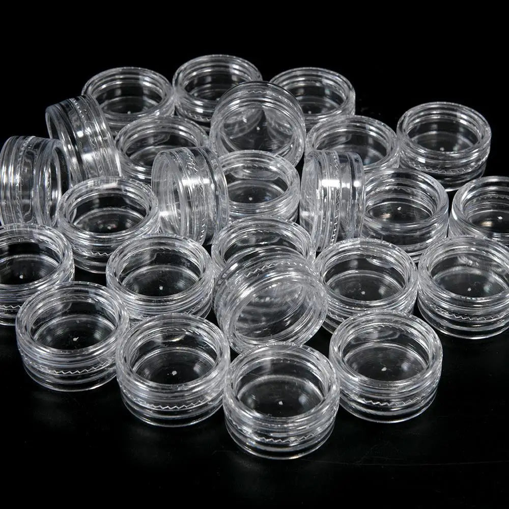 Caja Almacenamiento Plástico Transparente Redonda Pequeña para Joyería/Cuentas/Maquillaje (Set 50 Unidades)