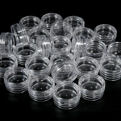 Caja Almacenamiento Plástico Transparente Redonda Pequeña para Joyería/Cuentas/Maquillaje (Set 50 Unidades)