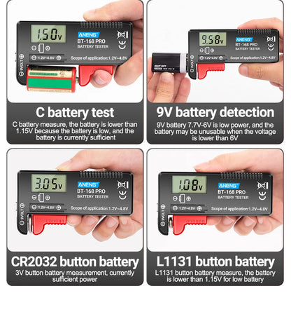 Probador Baterías Digital ANENG BT-168 PRO (Analizador Carga Capacidad) Universal para 9V/AAA/AA/Pila Botón