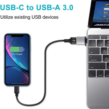 Adaptador Convertidor OTG USB 3.0 Macho a Tipo C Hembra para Cargador/PC/MacBook/Auto/USB iPad (2 Unidades)