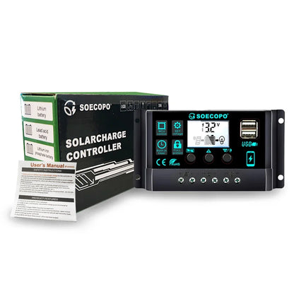 Controlador Carga Solar 100A 12V/24V AutoSwitch LCD Protección Sobrecarga/Cortocircuito para RV/Bote/Off-Grid