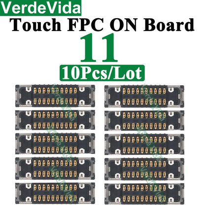 Conector FPC Táctil / Pantalla LCD en Placa Base para iPhone X/XS/XR/11/12/13/14/15/16 Pro Max/Plus (10 Unidades)