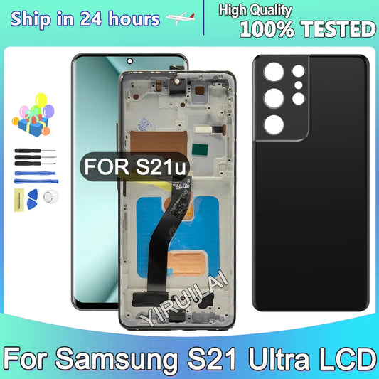TFT S21 Ultra LCD para Samsung Galaxy S21 Ultra G998B G998B/DS pantalla Lcd reemplazo de montaje de pantalla táctil Digital
