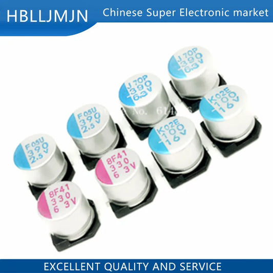 Capacitor Sólido SMD (22uF-1500uF, 2V-25V) - Pack 10 Unidades (Valores Surtidos)