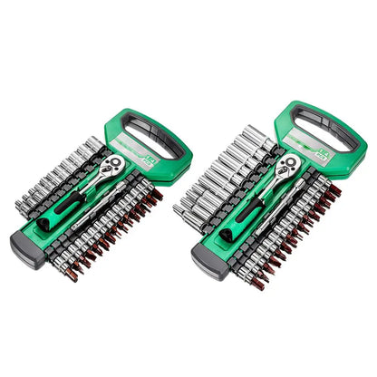 Juego Llaves Vaso Tubo con Ratchet (1/4", 3/8", 1/2") Herramientas Mano para Reparación Auto/Mecánica