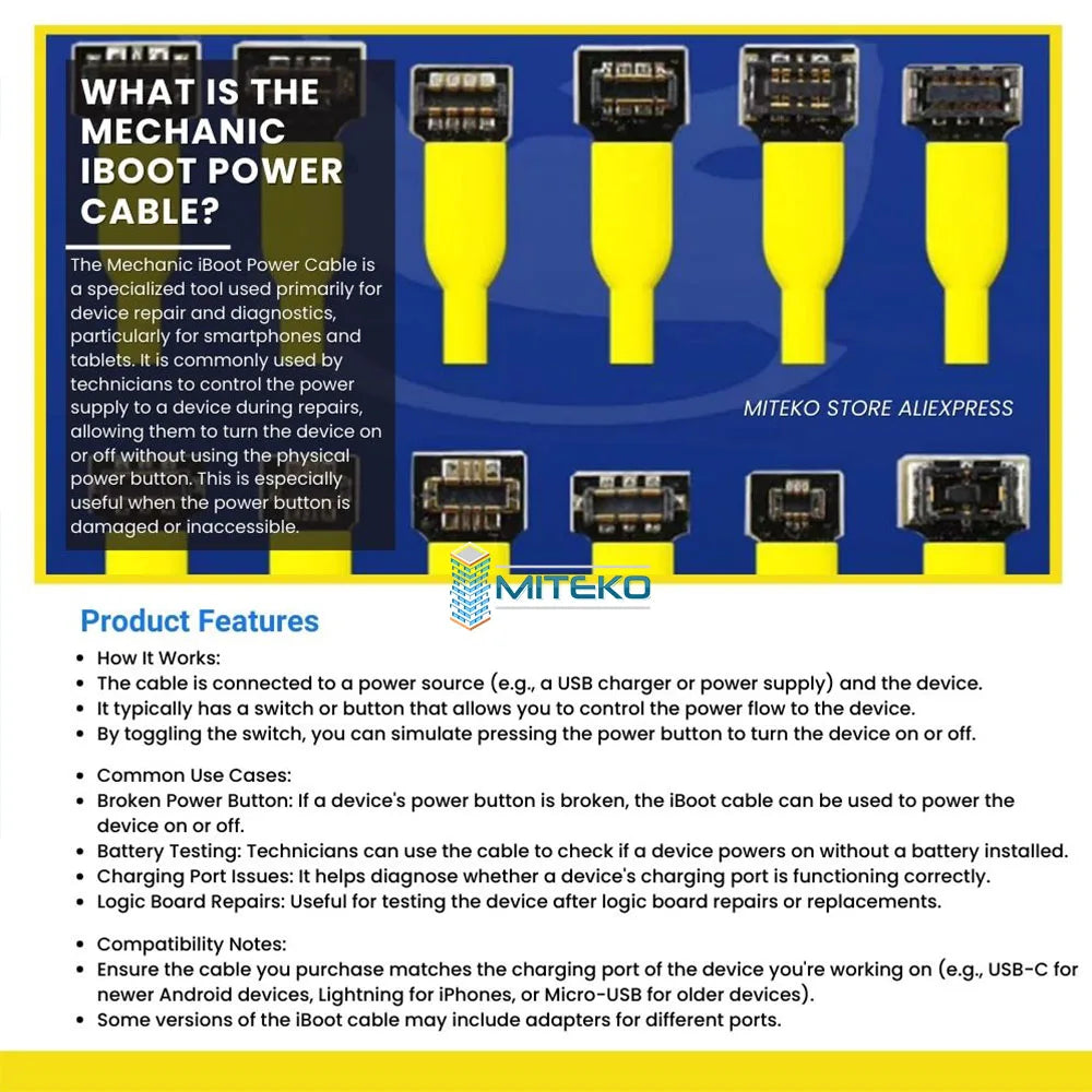 Mechanic iBoot FPC Power Supply Test Cable, Mobile Phone Boot Device, iPhone, Samsung, Huawei, OPPO, Xiaomi, Repair Control Line