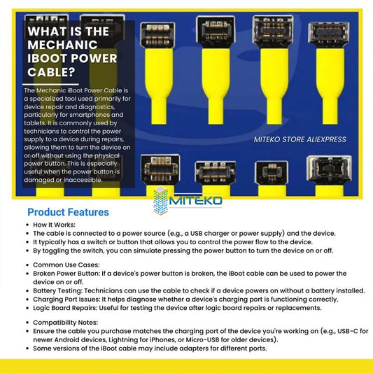 Mechanic iBoot FPC Power Supply Test Cable, Mobile Phone Boot Device, iPhone, Samsung, Huawei, OPPO, Xiaomi, Repair Control Line