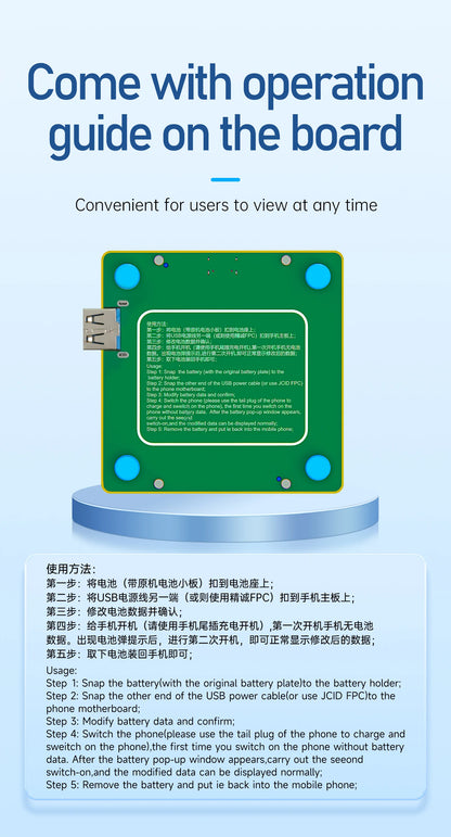 JCID JC Q1 Battery Health Quick Repair Board for iPhone 11, to 15 Pro, Solve Window, Pop-up Modify Battery Cycle, No Need FPC