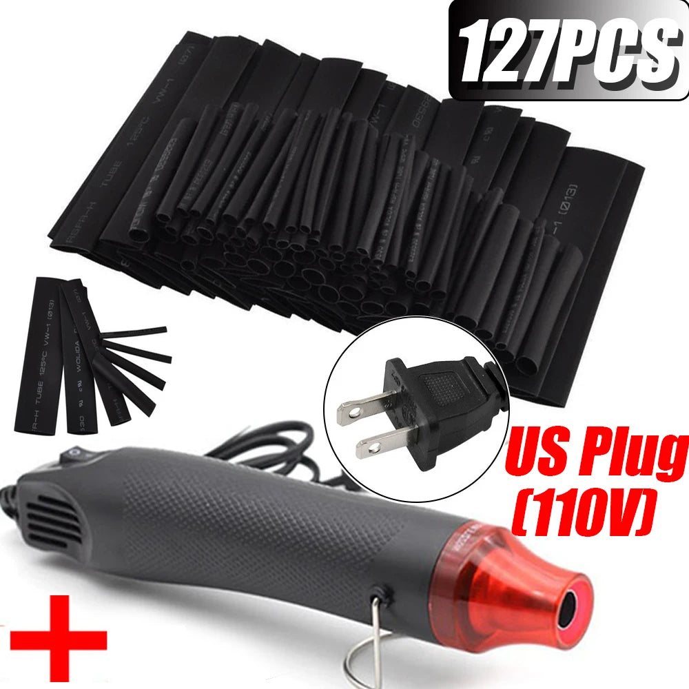 Kit Tubo Termoretráctil 2:1 Envoltura Cable Aislante Protección Conexión (127/530/580 Piezas) (Opción Pistola Aire Caliente)