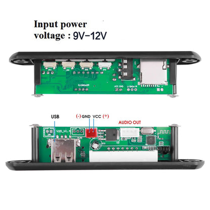 Módulo Decodificador MP3/WMA (9V/12V, Bluetooth 5.0) Reproductor Música Inalámbrico Lossless USB/AUX/TF/Radio FM con Control Remoto (1-5 Unidades)