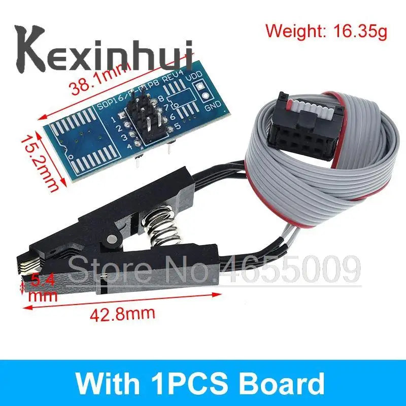 Kit Programador USB CH341A 24/25 Series EEPROM Flash BIOS + Clip Test SOIC8/SOP8 + Adaptador 1.8V + Adaptador SOIC8