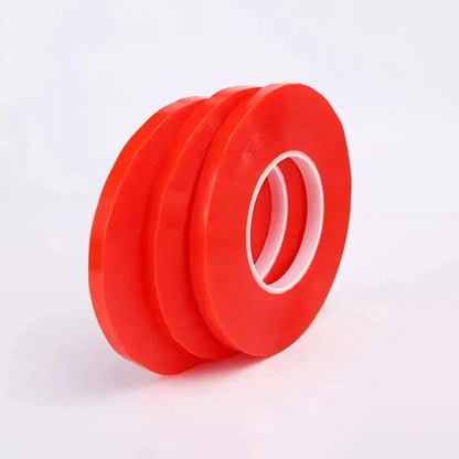 Cinta Adhesiva Doble Cara Transparente PET Película Roja Fuerte (0.2mm, Ancho 1/2/3/5/10mm, Largo 50m) Sin Rastro para Pantalla LCD/Tablet