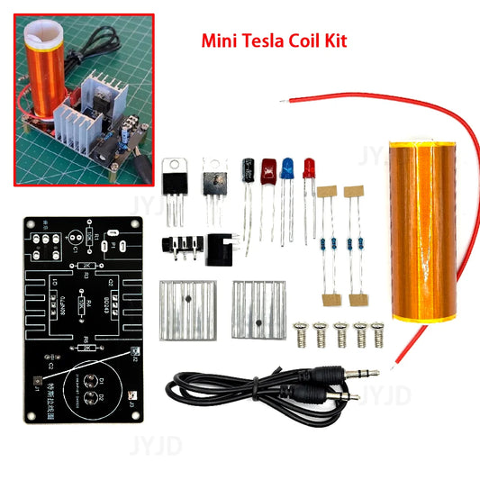 Kit DIY Mini Bobina Tesla Musical 15W (15-24V DC) - Parlante Plasma y Transmisión Inalámbrica (1 Set)